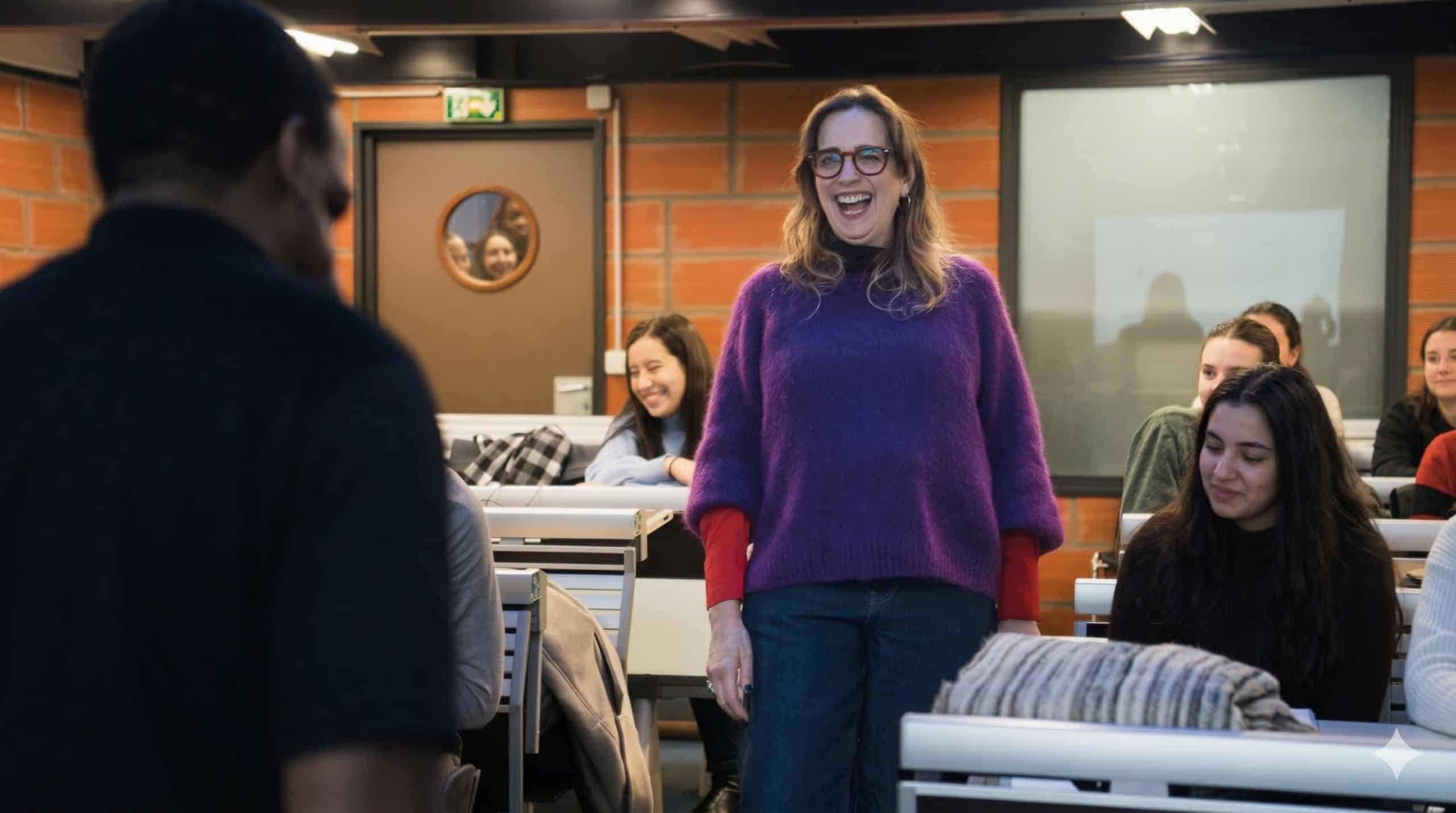 Groupe d’étudiants participant à un atelier collectif pour renforcer la confiance en soi et l’aisance professionnelle